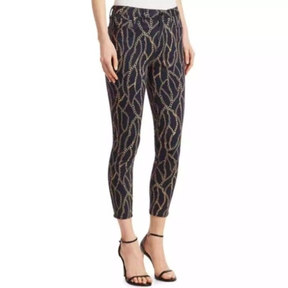 L'AGENCE Margot Chain-Print Skinny Cropped Jeans, Black Multicolor - Picture 2 of 2